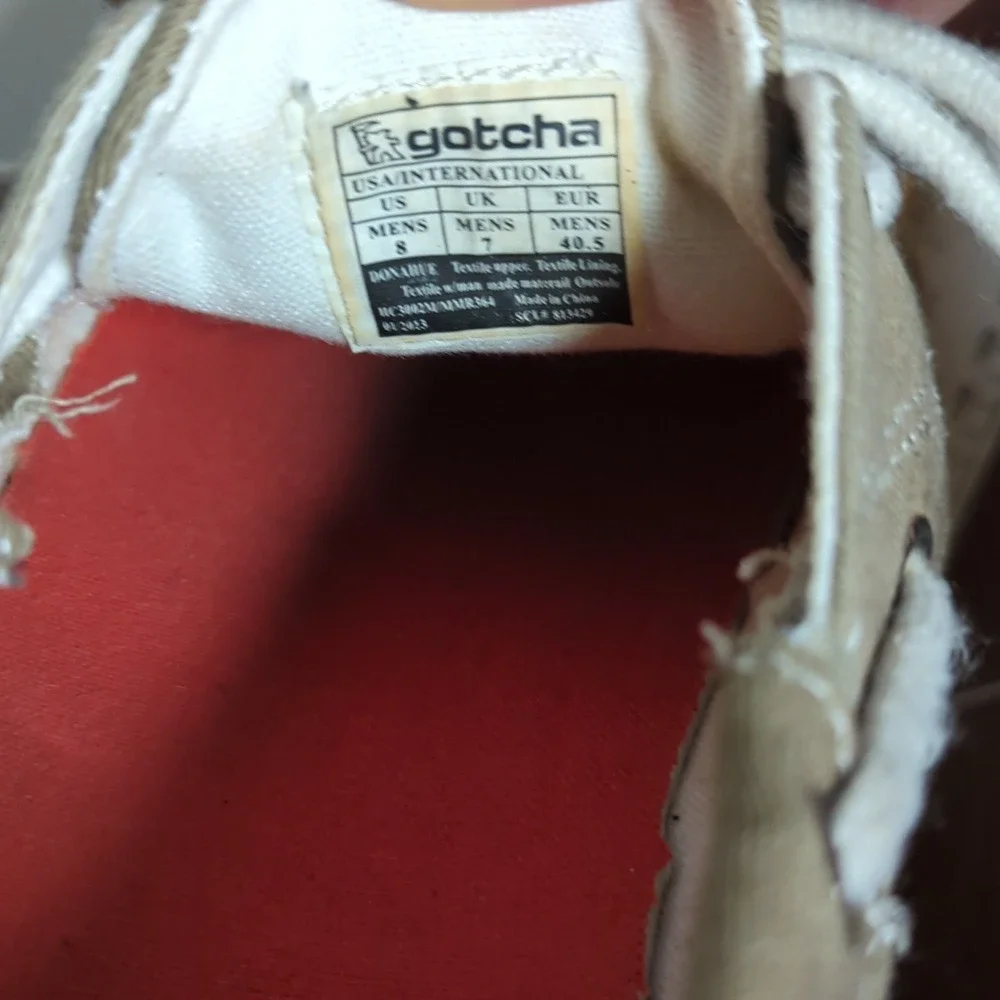 Gotcha Boat Shoes Mens's Sz 8 Tan Canvas Lace Up Casual Comfort Slip‎ On Loafers